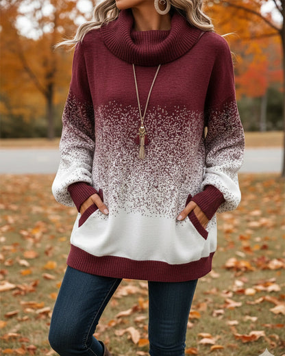 Andrea's™ | Pullover Schalkragen Verlaufsmuster