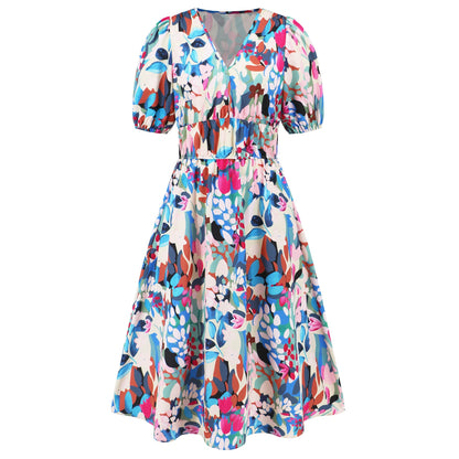 Bohemian Floral V-Ausschnitt Kleid von Andrea Serena