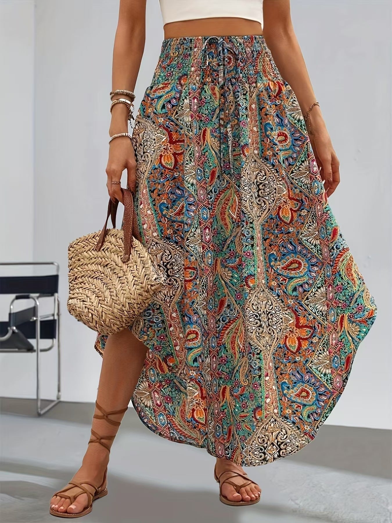 Boho-Blumen-A-Linien-Rock von Andrea Serena