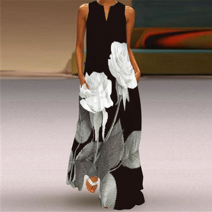 Langes Kleid mit Retro-Print von Andrea Serena