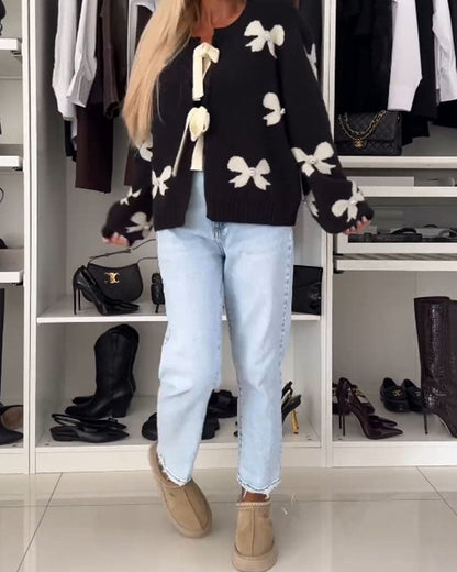 Andrea's™ | Cardigan mit Perlenschleife und Schnürung