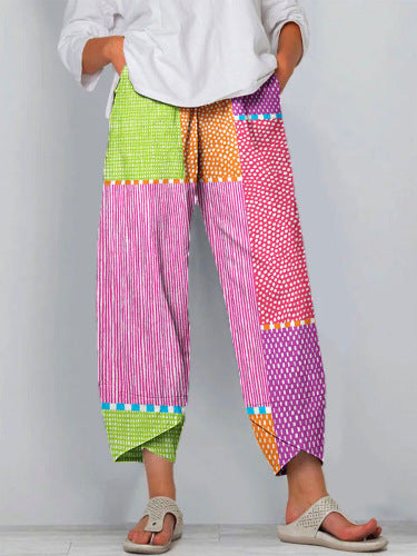Andrea Serena Cropped Pants mit lebhaften Streifen