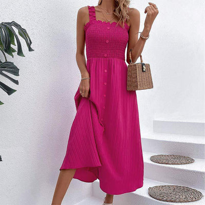 Elegantes, hochtailliertes Rosenkleid von Andrea Serena