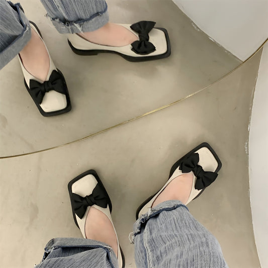 Andrea's™ | Flache Ballerinas mit Schleife im französischen Stil