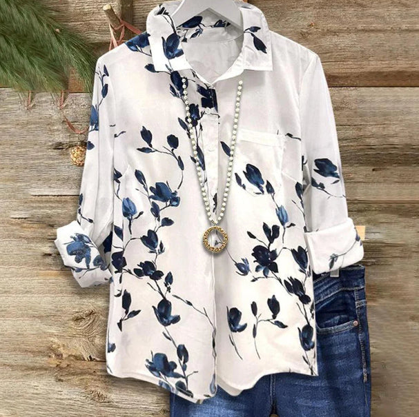 Andrea Serena Bluse mit Blumenmuster und langen Ärmeln