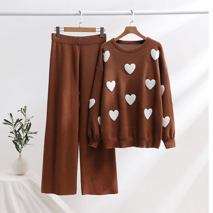 Andrea's™ | Strick-Outfit-Set mit Herzmuster