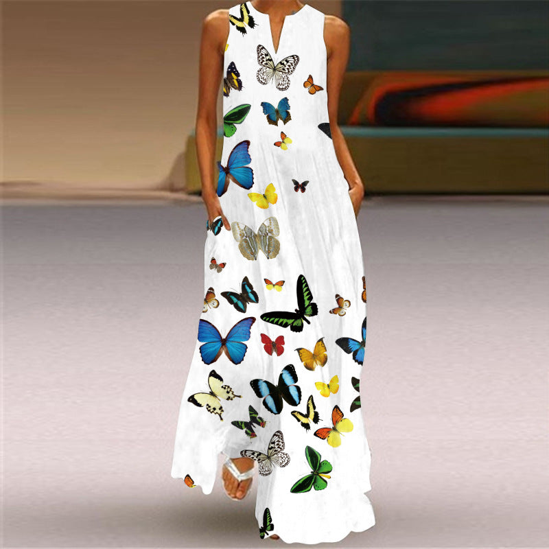 Langes Kleid mit lebhaftem Print von Andrea Serena