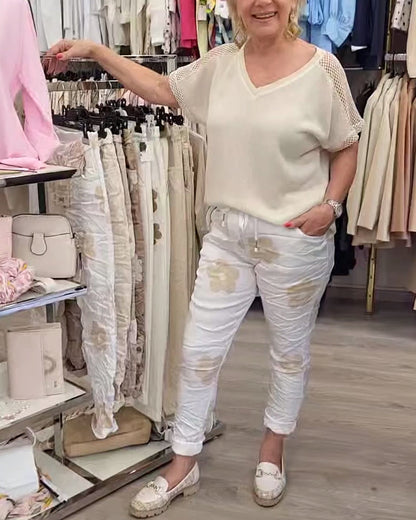 Andrea's™ | Hose lässig Print Kordelzug