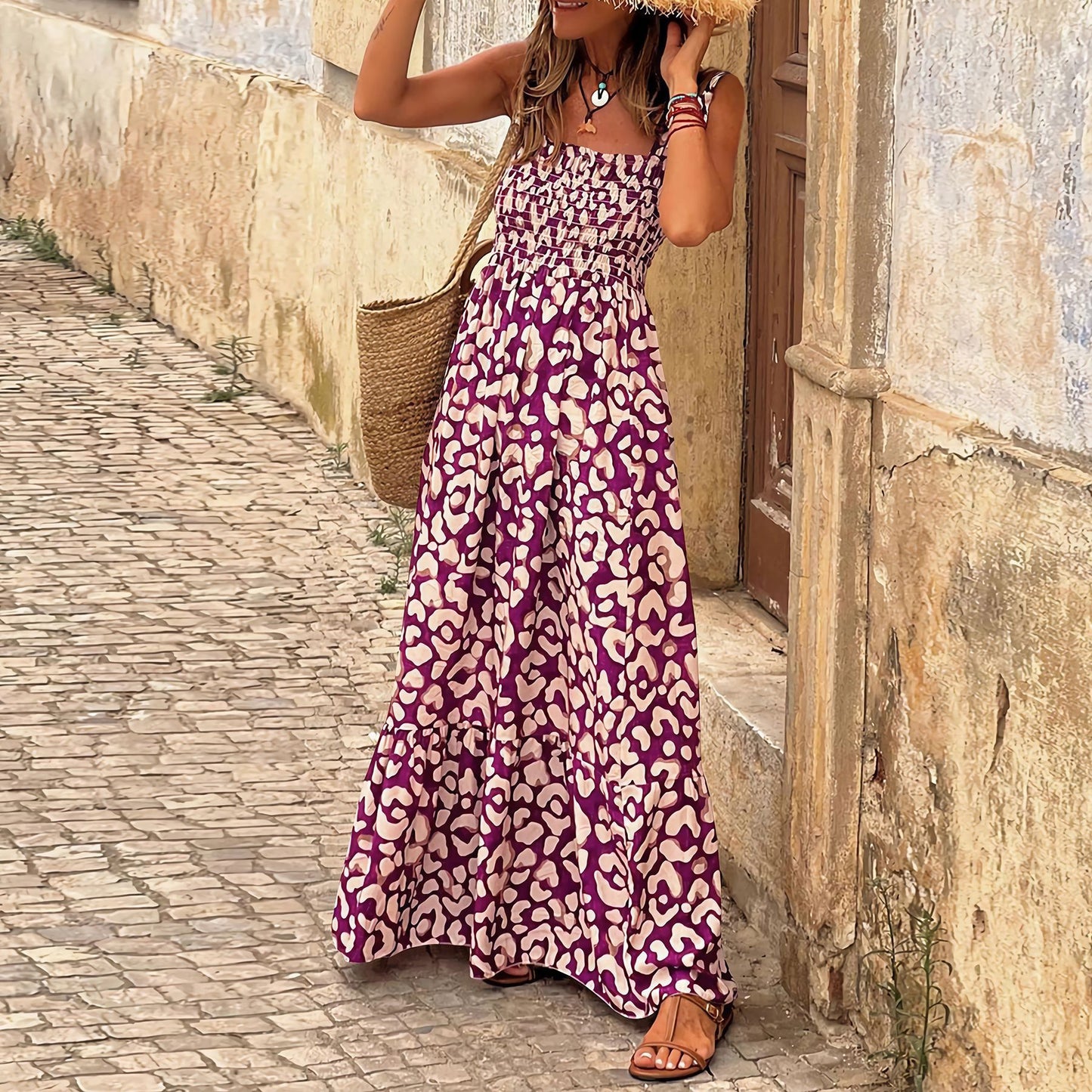 Elegantes Trägerkleid mit Blumenmuster von Andrea Serena