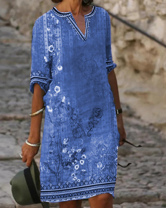 Andrea's™ | Midikleid mit V-Ausschnitt und floralem Muster