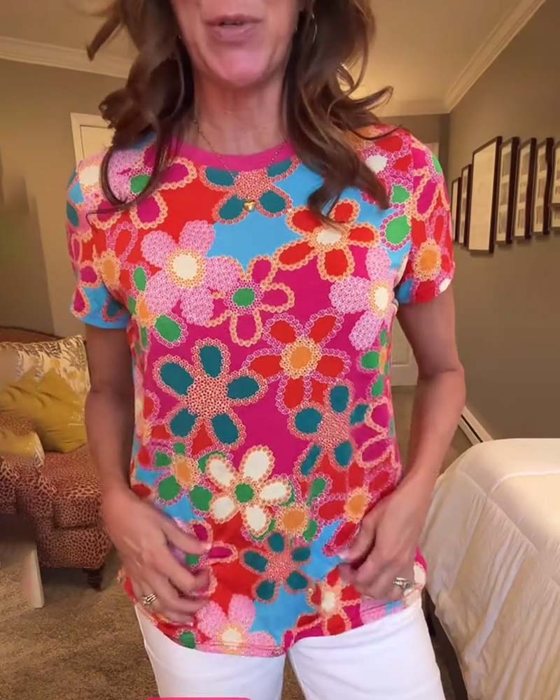 Andrea's™ | T-Shirt Slim Fit Kurzarm Bedruckt