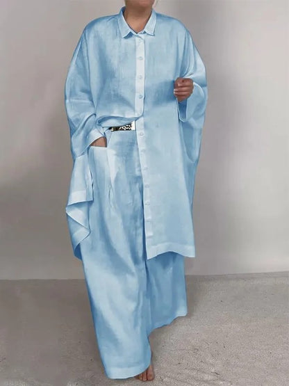 Andrea's™ | Lockeres Polo-Oberteil und weit geschnittene Hose im Set