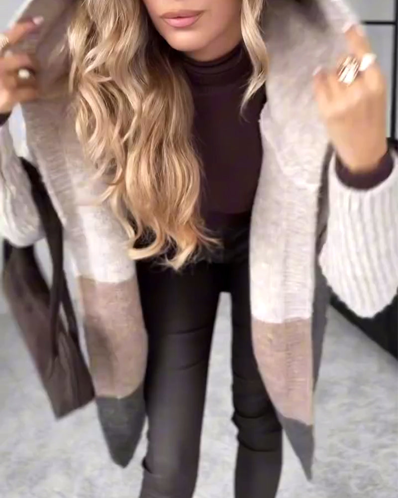 Andrea's™ | Strickjacke Herbst und Winter lässig mit Kapuze warm