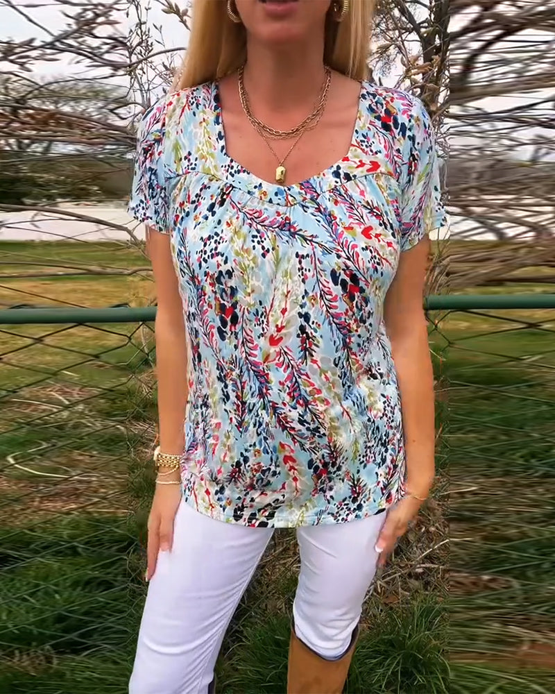 Andrea's™ | T-Shirt U-Ausschnitt Kurzarm Bedruckt