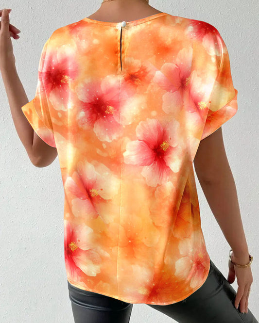 Andrea's™ | T-Shirt Rundhals Tie-Dye Große Blume