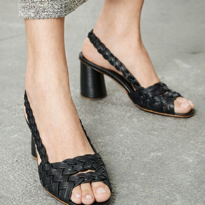 Elegante gewebte Sandalen mit Absatz von Andrea Serena