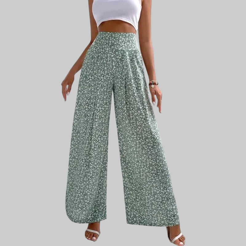 Andrea Serena Freizeithose mit weitem Bein und Blumenmuster