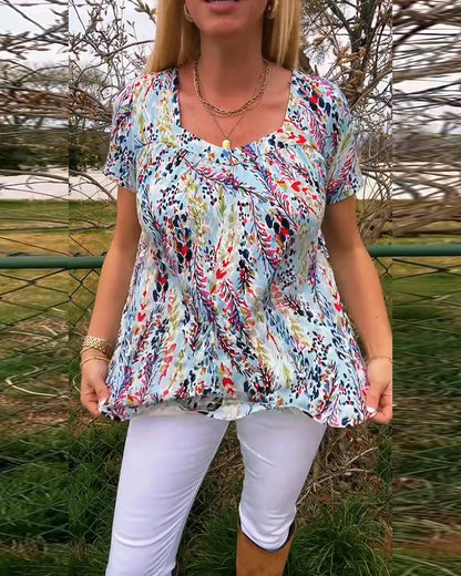 Andrea's™ | T-Shirt U-Ausschnitt Kurzarm Bedruckt