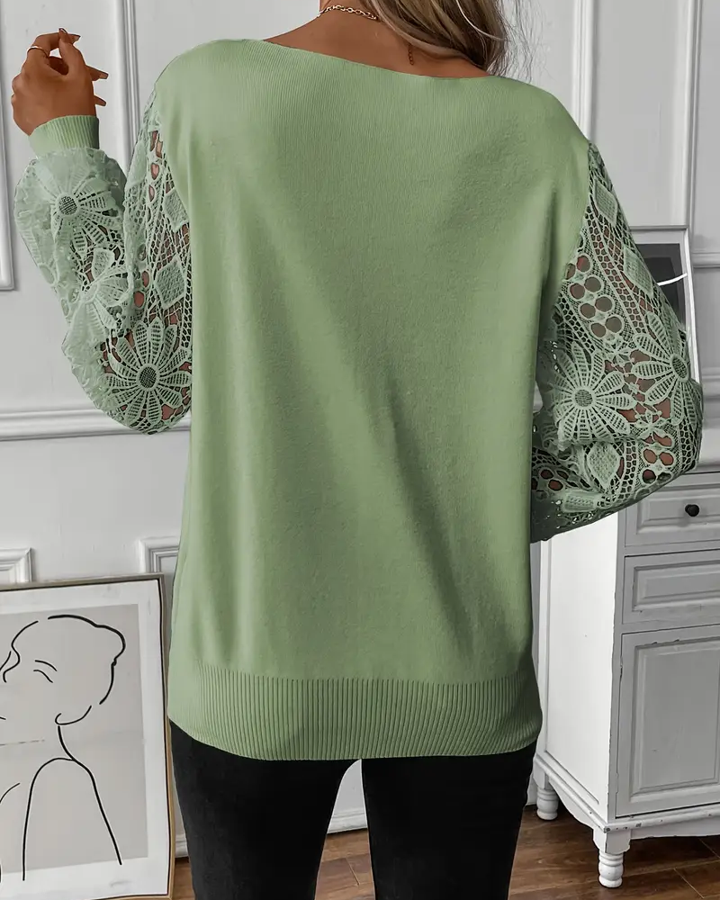 Andrea's™ | Pullover V-Ausschnitt modisch hohl/ajouriert