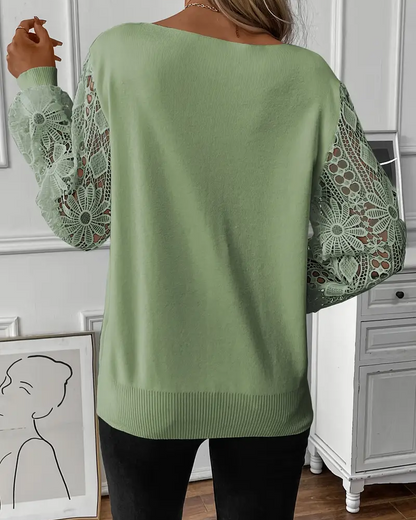 Andrea's™ | Pullover V-Ausschnitt modisch hohl/ajouriert