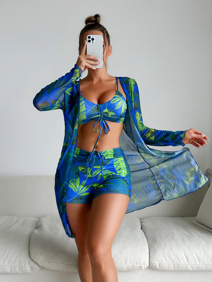 Dreiteiliges Bikini-Set von Andrea Serena mit lebendigem Print
