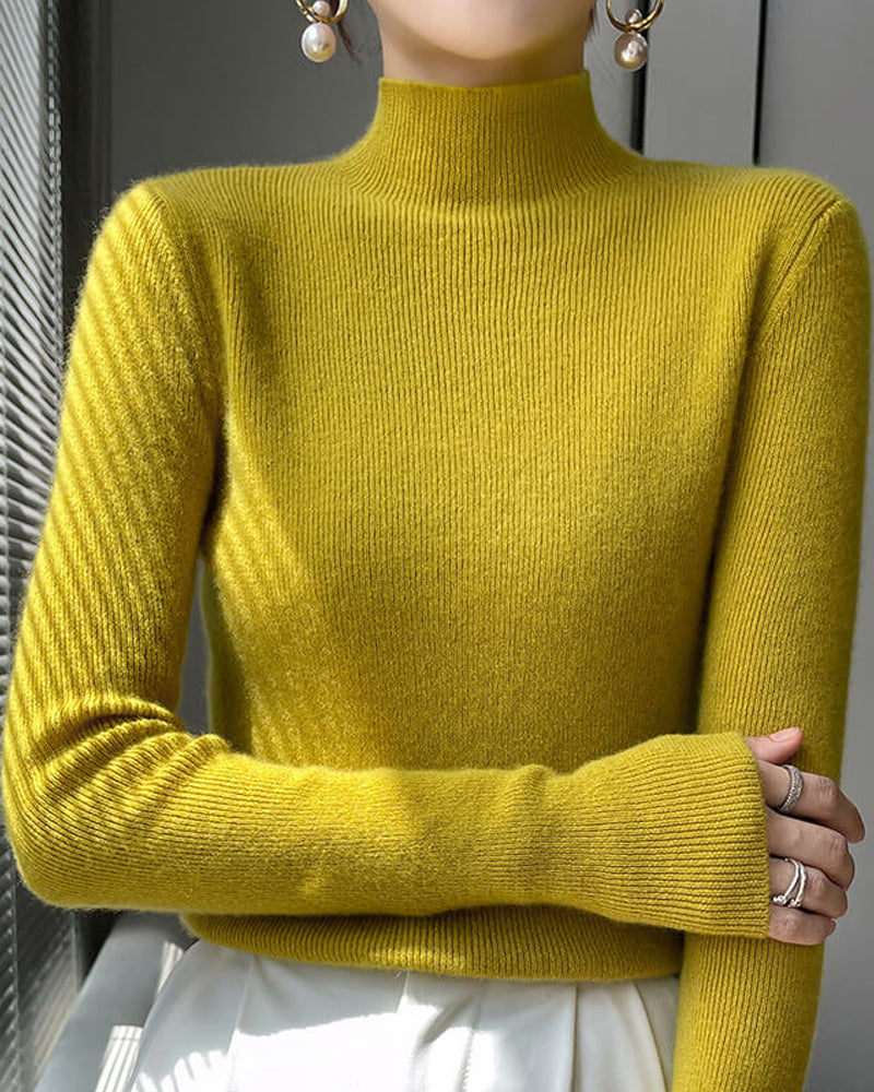 Andrea's™ | Gestrickter Pullover Mit Halbhohem Kragen