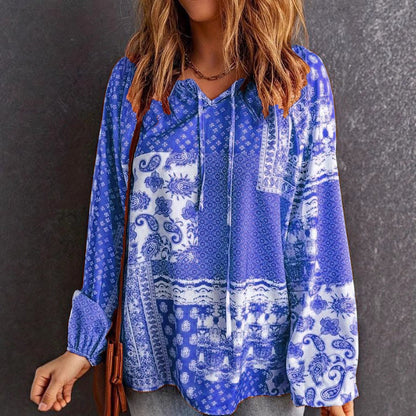 Boho-Bluse von Andrea Serena mit langen Ärmeln