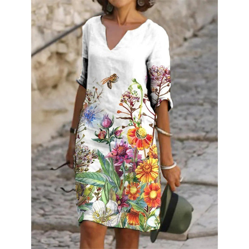 Andrea's™ | Geblümtes Kleid mit V-Ausschnitt