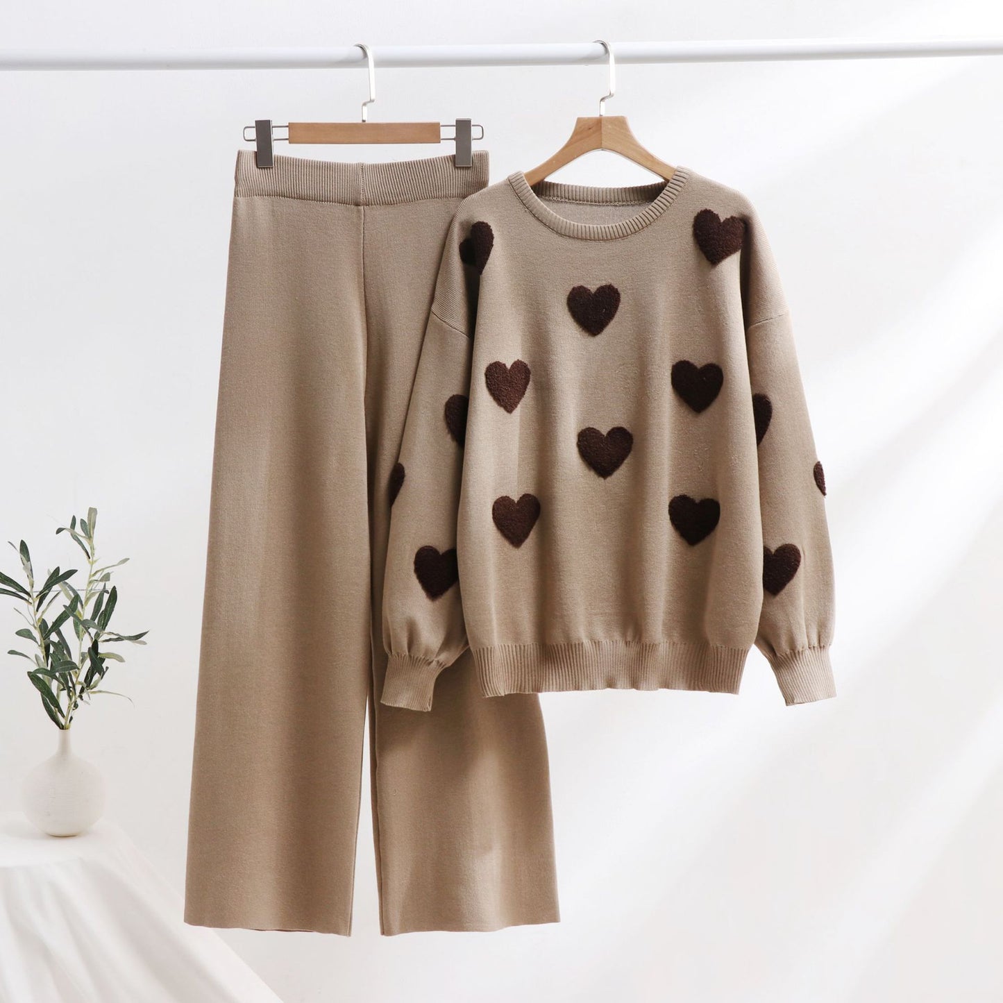 Andrea's™ | Strick-Outfit-Set mit Herzmuster