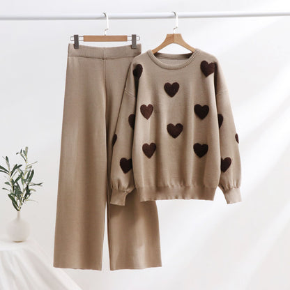 Andrea's™ | Strick-Outfit-Set mit Herzmuster