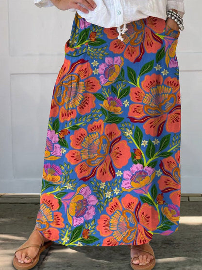Retro-Blumenrock von Andrea Serena, Alltagsrock mit Taschen