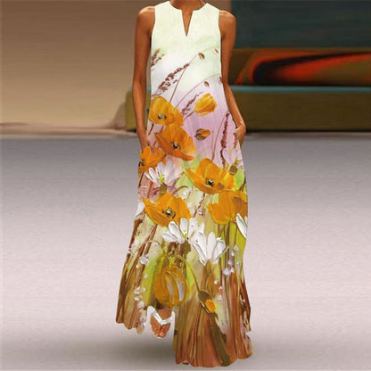Ärmelloses Maxikleid mit lebhaftem Print von Andrea Serena