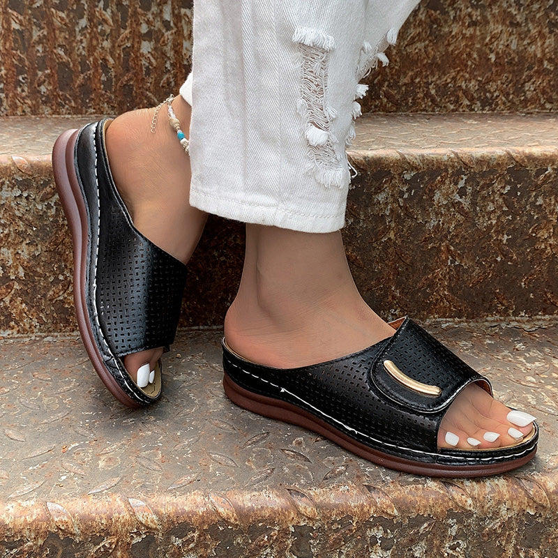 Andrea Serena Damen-Sandalen mit hohler Plateauplatte