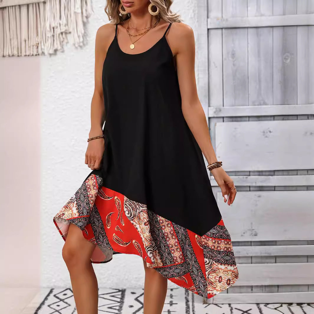 Schickes bedrucktes Trägerkleid von Andrea Serena