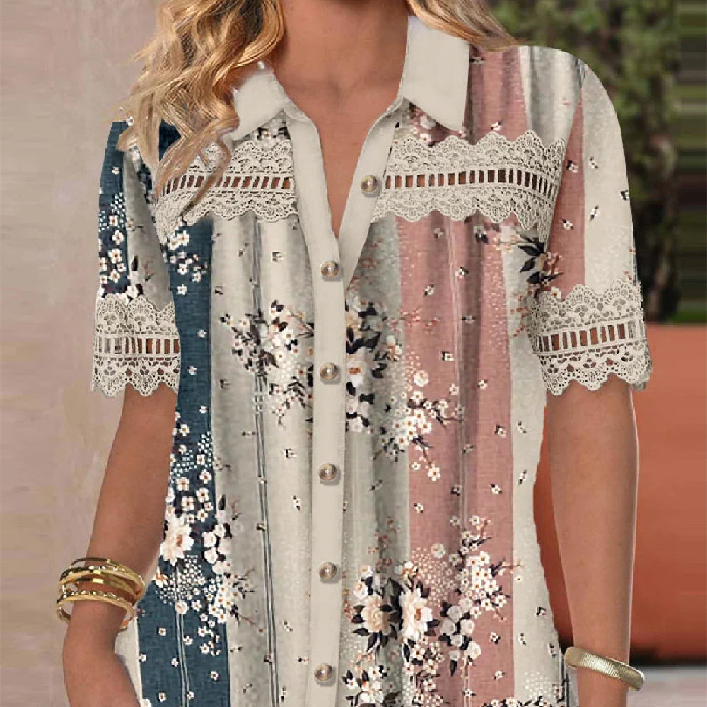 Chic Lace Digital Print Cardigan by Andrea Serena