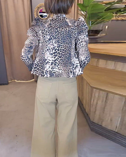 Andrea's™ | Freizeitjacke mit Puffärmeln und Leopardenmuster