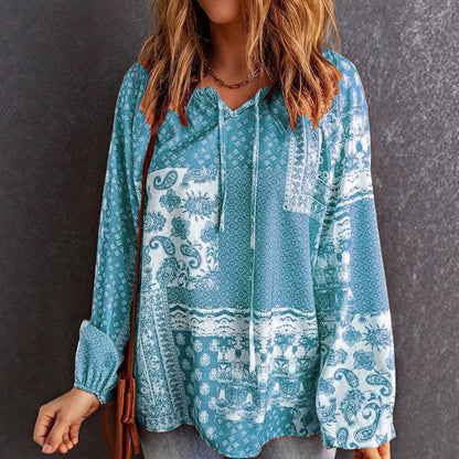Boho-Bluse von Andrea Serena mit langen Ärmeln