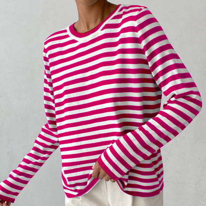 Andrea's™ | Gestreiftes Strickshirt mit Rundhalsausschnitt
