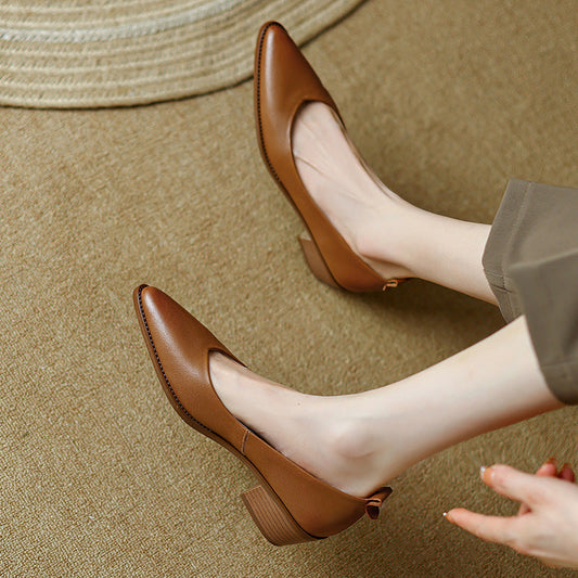 Elegant Sheepskin Low Heels by Andrea Serena
