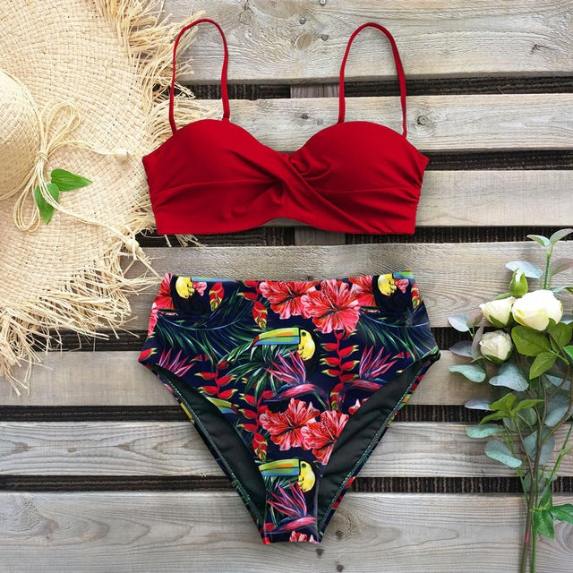 Floraler High-Waist-Bikini von Andrea Serena