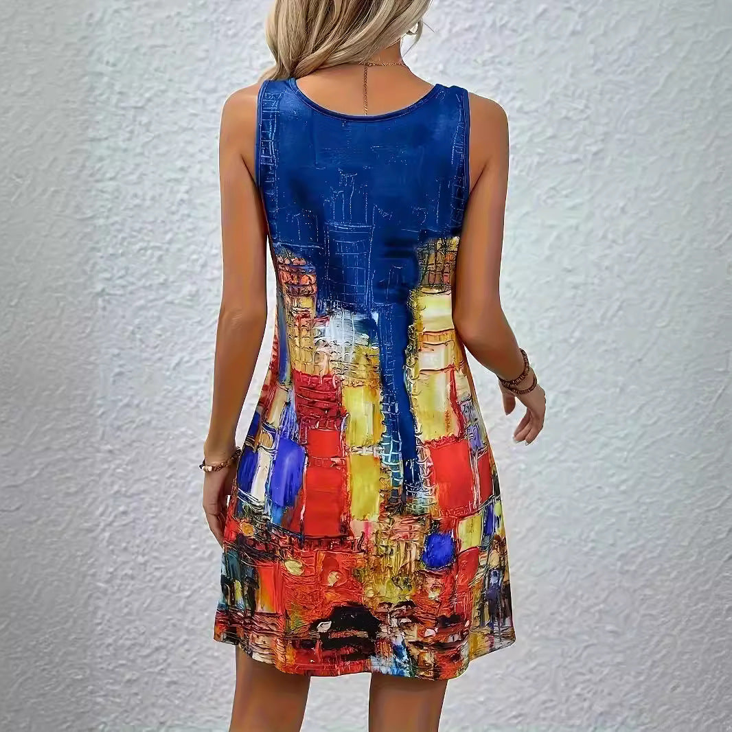 Sommerkleid von Andrea Serena mit lebhaftem Print und A-Linien-Muster