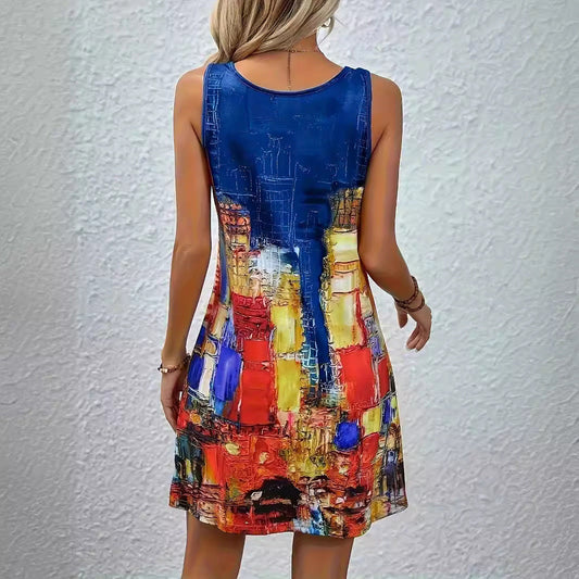Sommerkleid von Andrea Serena mit lebhaftem Print und A-Linien-Muster