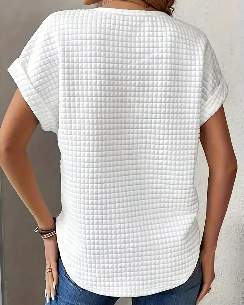 Andrea's™ | T-Shirt runder Ausschnitt einfarbig Fledermausärmel