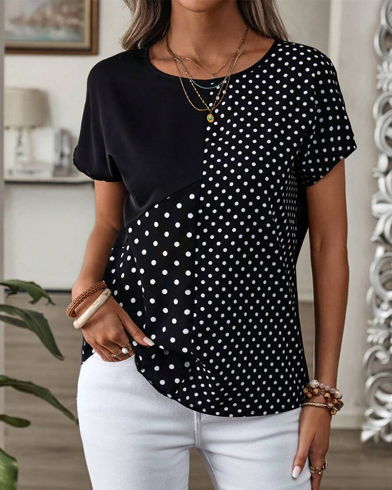 Andrea's™ | T-Shirt Rundhalsausschnitt Polka-Dot-Druck