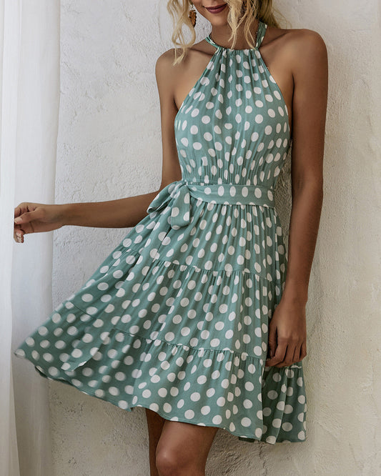 Schickes Polka-Dot-Neckholderkleid von Andrea Serena