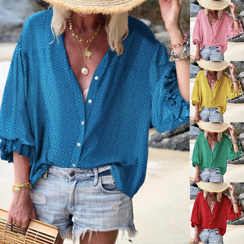 Chic Dot Button Down Blouse by Andrea Serena