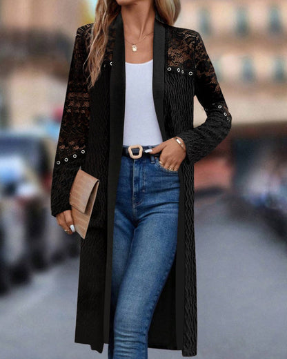 Andrea's™ | Eleganter Mantel aus Spitze in Volltonfarbe