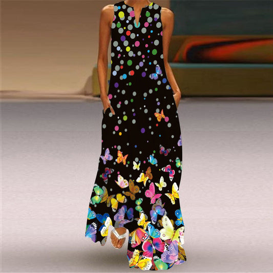 Ärmelloses Maxikleid mit lebhaftem Print von Andrea Serena
