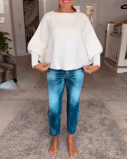 Andrea's™ | Pullover mit Laternenärmeln und fester Farbe