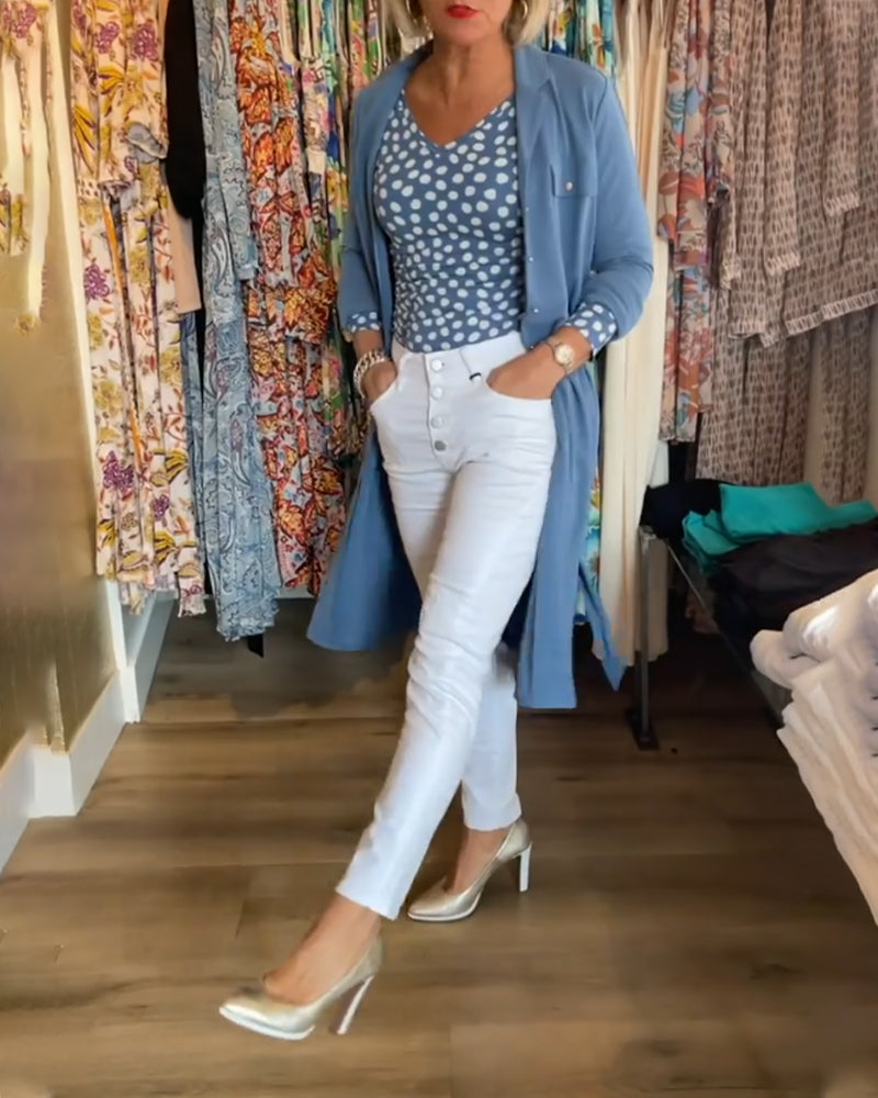 Andrea's™ | Geknöpfter mantel mit lässiger volltonfarbe